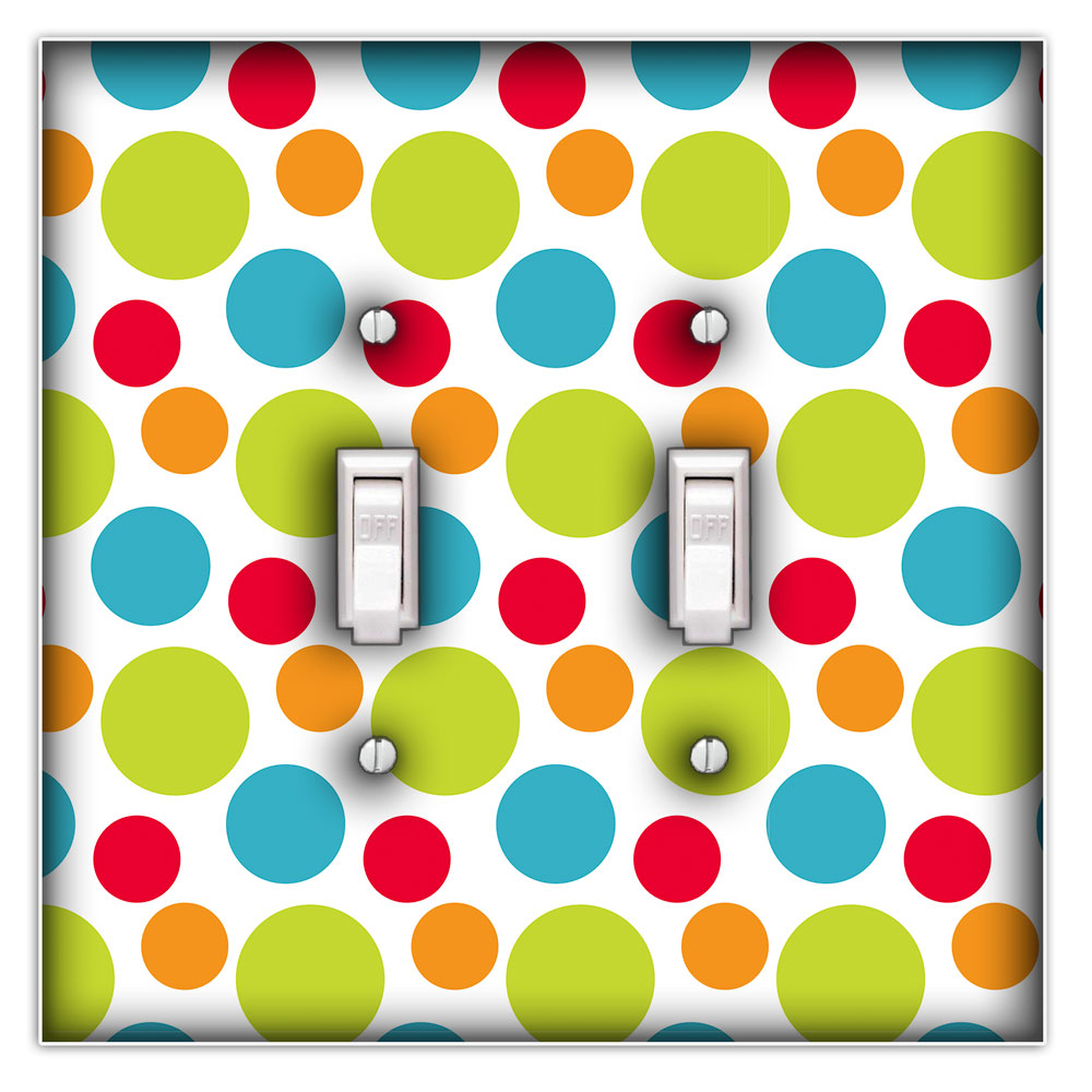 Colorful Polka Dots Decorative Double Toggle Light Switch Cover