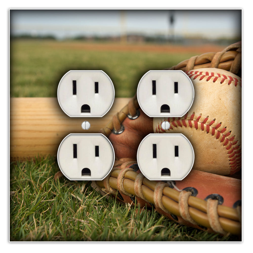 Baseball Decorative Double Duplex Outlet Wall Plate Cover