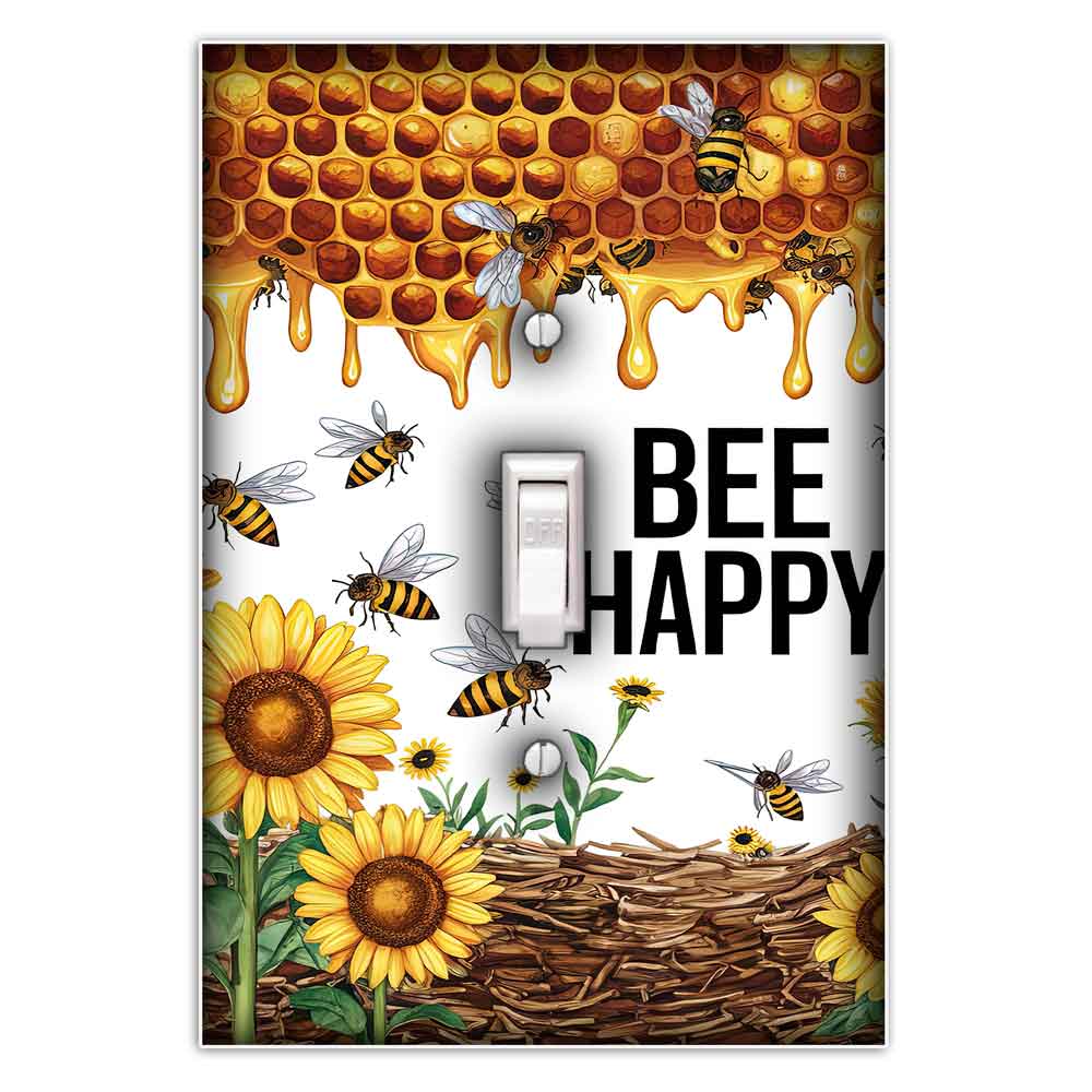 Bee Happy Decorative Single Toggle Light Switch Cover