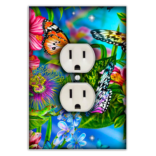 Butterfly Garden Decorative Duplex Outlet Wall Plate Cover