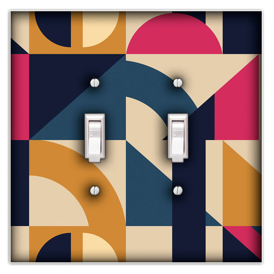 Retro Geometrics Decorative Double Toggle Light Switch Cover
