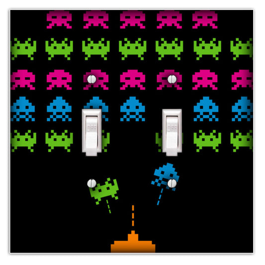 Space Invaders Decorative Double Toggle Light Switch Cover