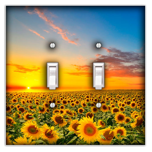 Sunflower Sunset Decorative Double Toggle Light Switch Cover