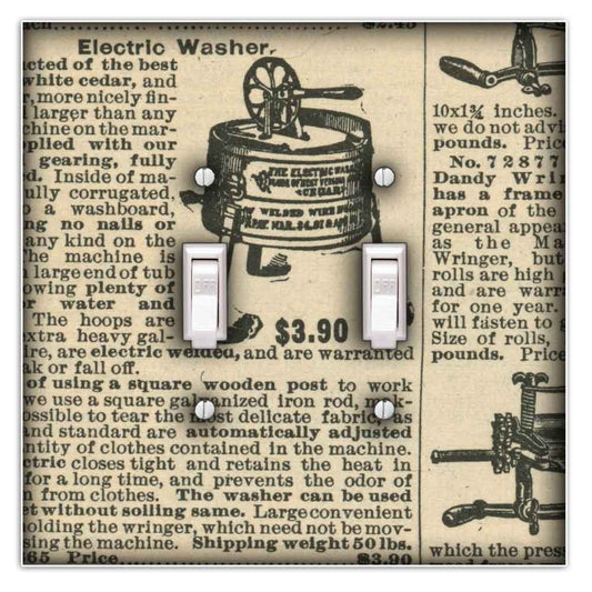 Vintage Electric Washer Ad Decorative Double Toggle Light Switch Cover