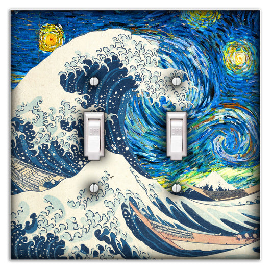 Great Wave of Kanagawa Decorative Double Toggle Light Switch Cover