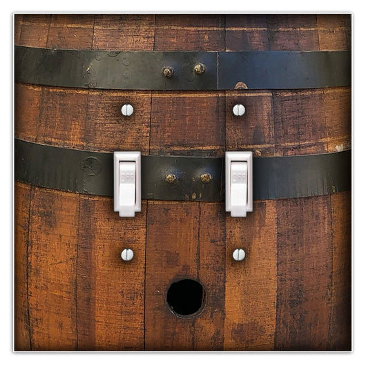 Wine Barrel Decorative Double Toggle Light Switch Cover