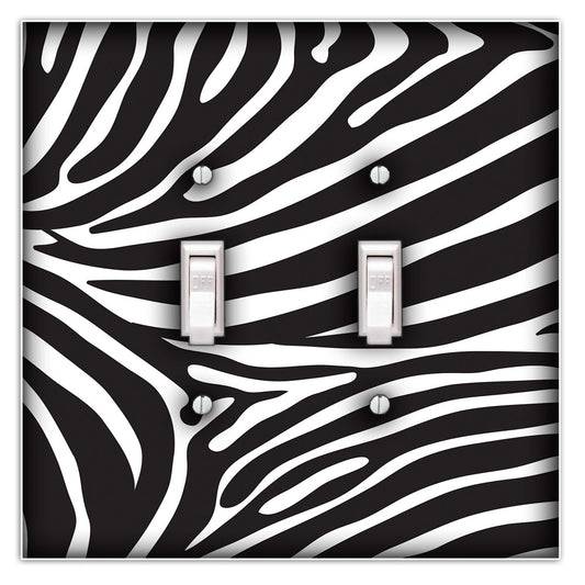 Zebra Print Decorative Double Toggle Light Switch Cover